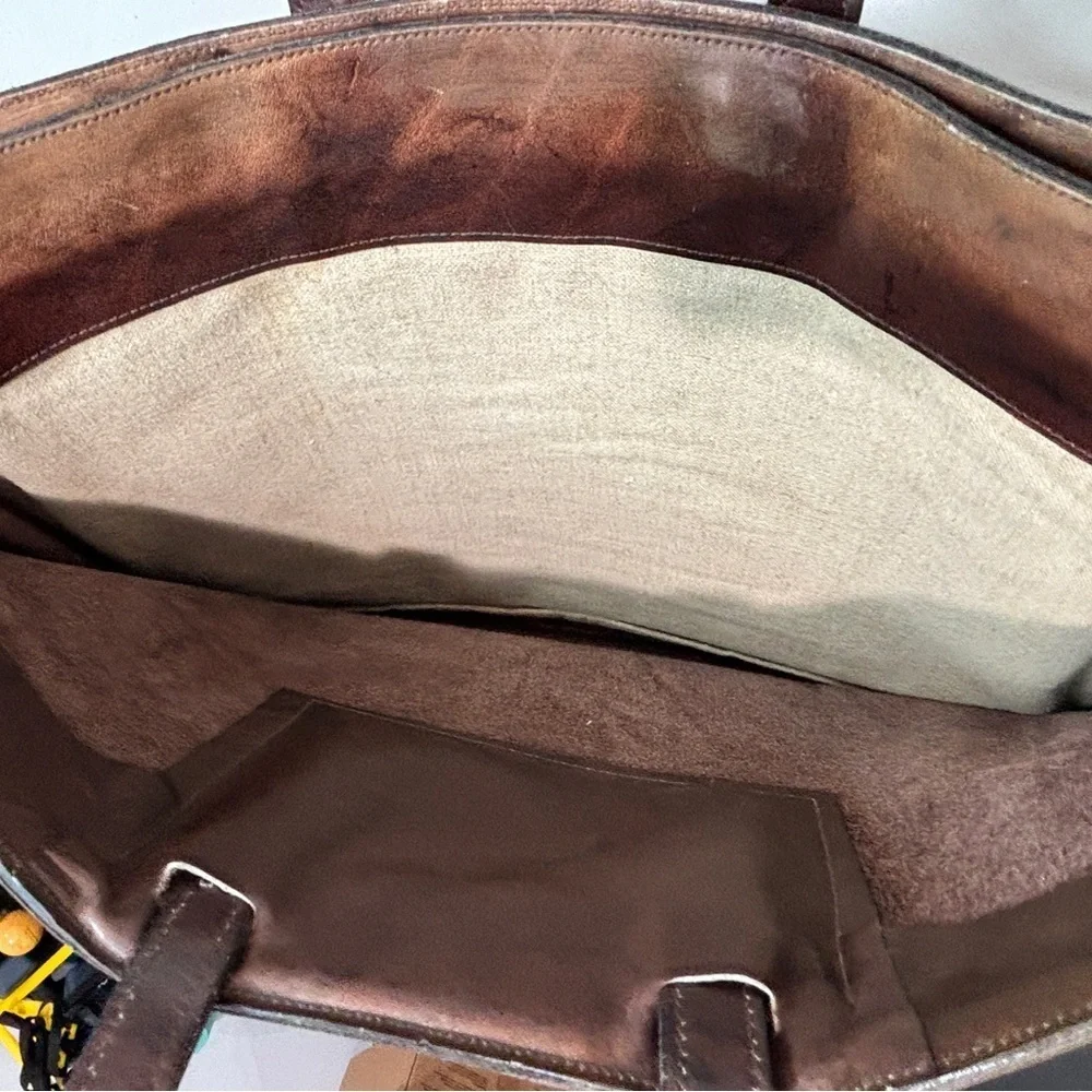 C&C Vintage Leather Briefcase attached brown